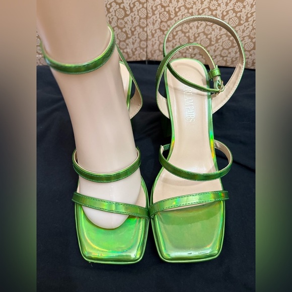 Dream Pairs Y2K Emerald Green Strappy Retro Chunky Platform Heel Sandals - Picture 10 of 16